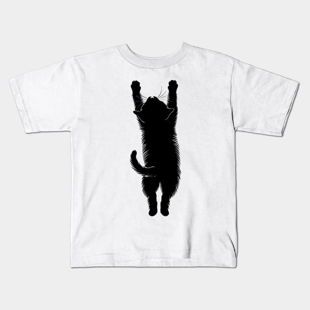 Hanging Cat Kids T-Shirt by erzebeth